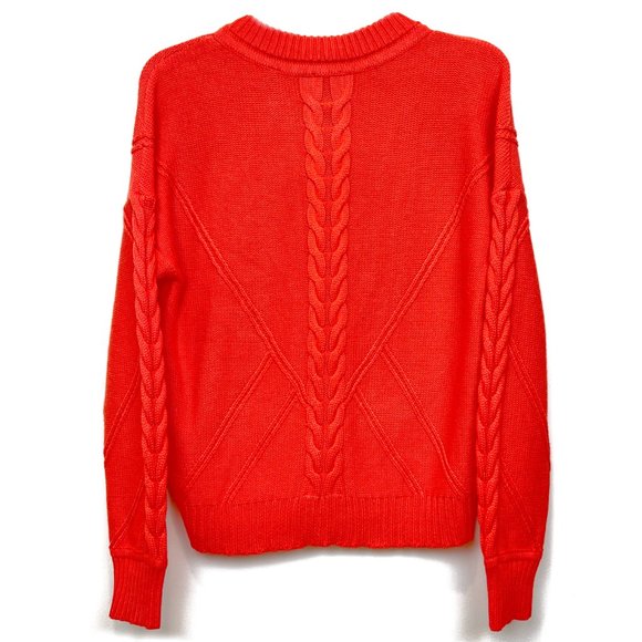 CAbi Orange Cableknit Long Sleeve Cardigan Sweater - Medium - Picture 3 of 6